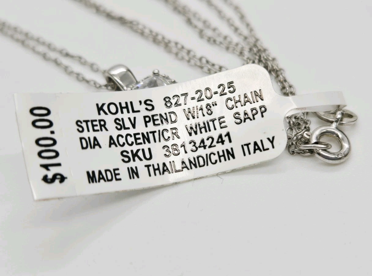 Kohl’s Radiant Gem Necklace Lab Created White Sapphire Diamond Accent 18 in