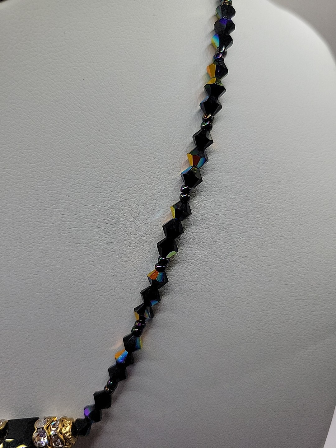 Nwt Vintage Giavan jet Black And Clear Swarovski Crystals Abs Choker.