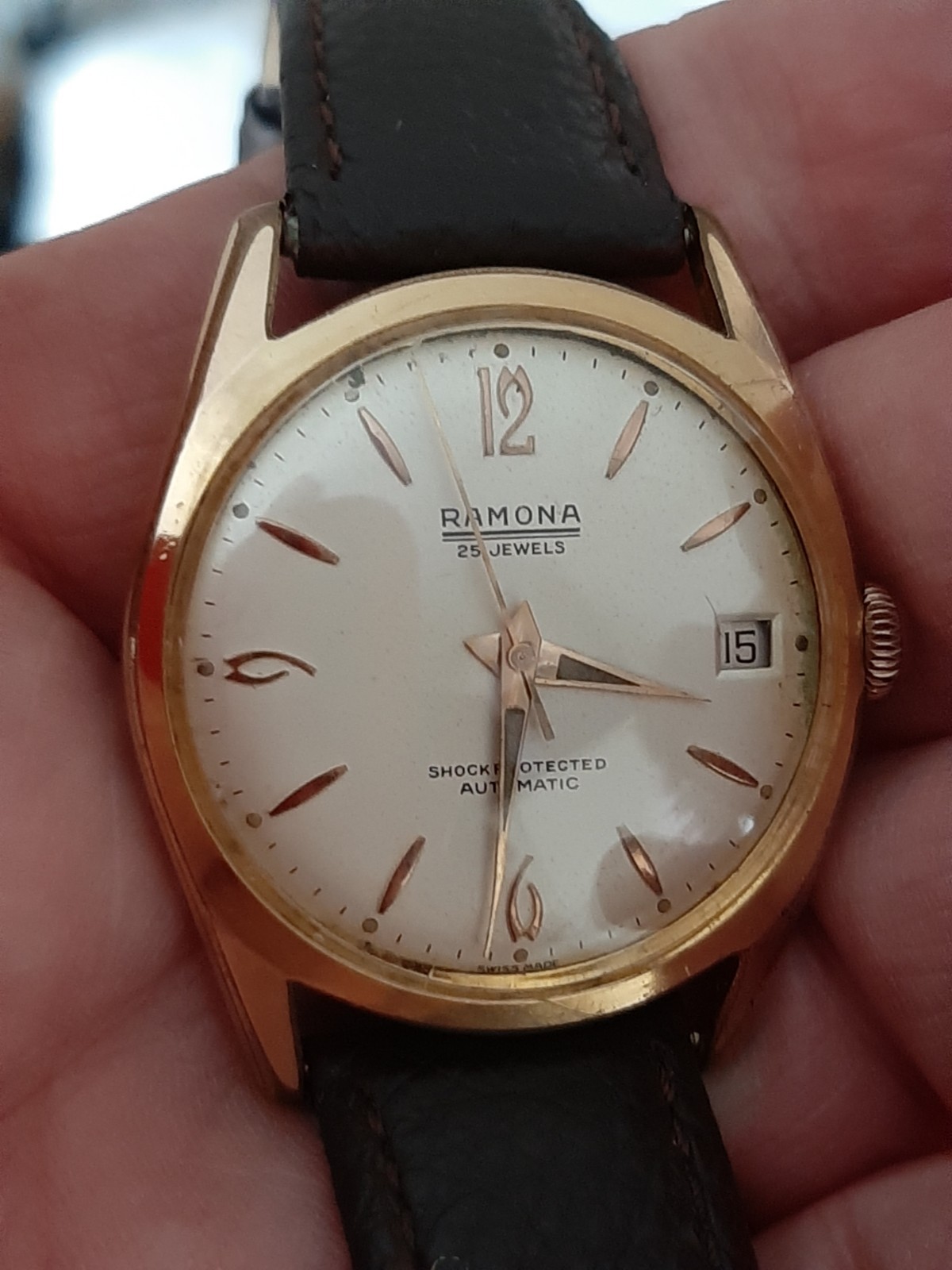 Vintage Swiss Made Ramona 25J Automatic Gents Watch -Running Well/VGC For Age