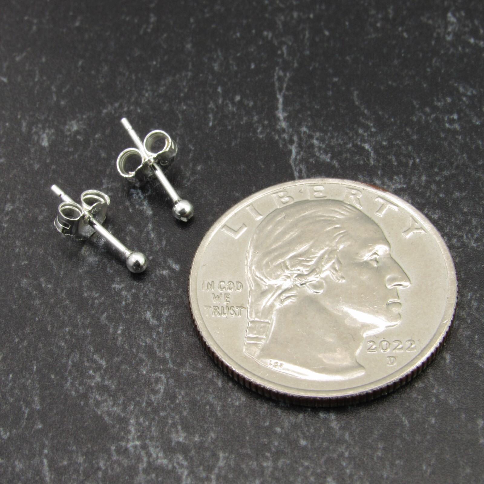 Solid 925 Sterling Silver Round Ball Stud Earrings with Butterfly Pushback Clasp