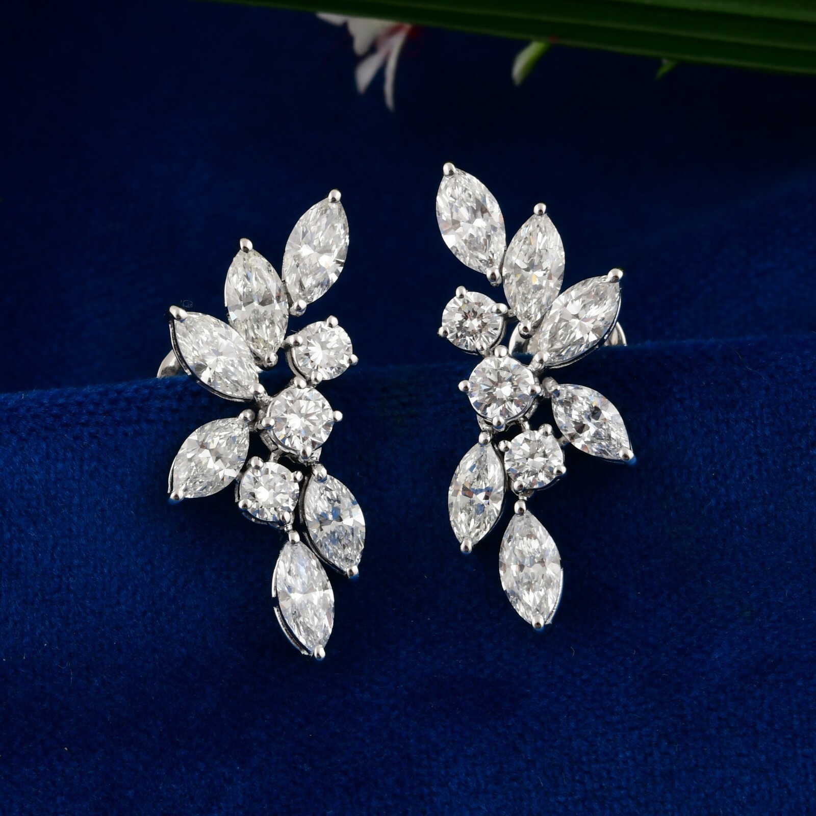 2 Ct Marquise Lab Created Diamond Diamond Stud Earrings 14K White Gold Plated