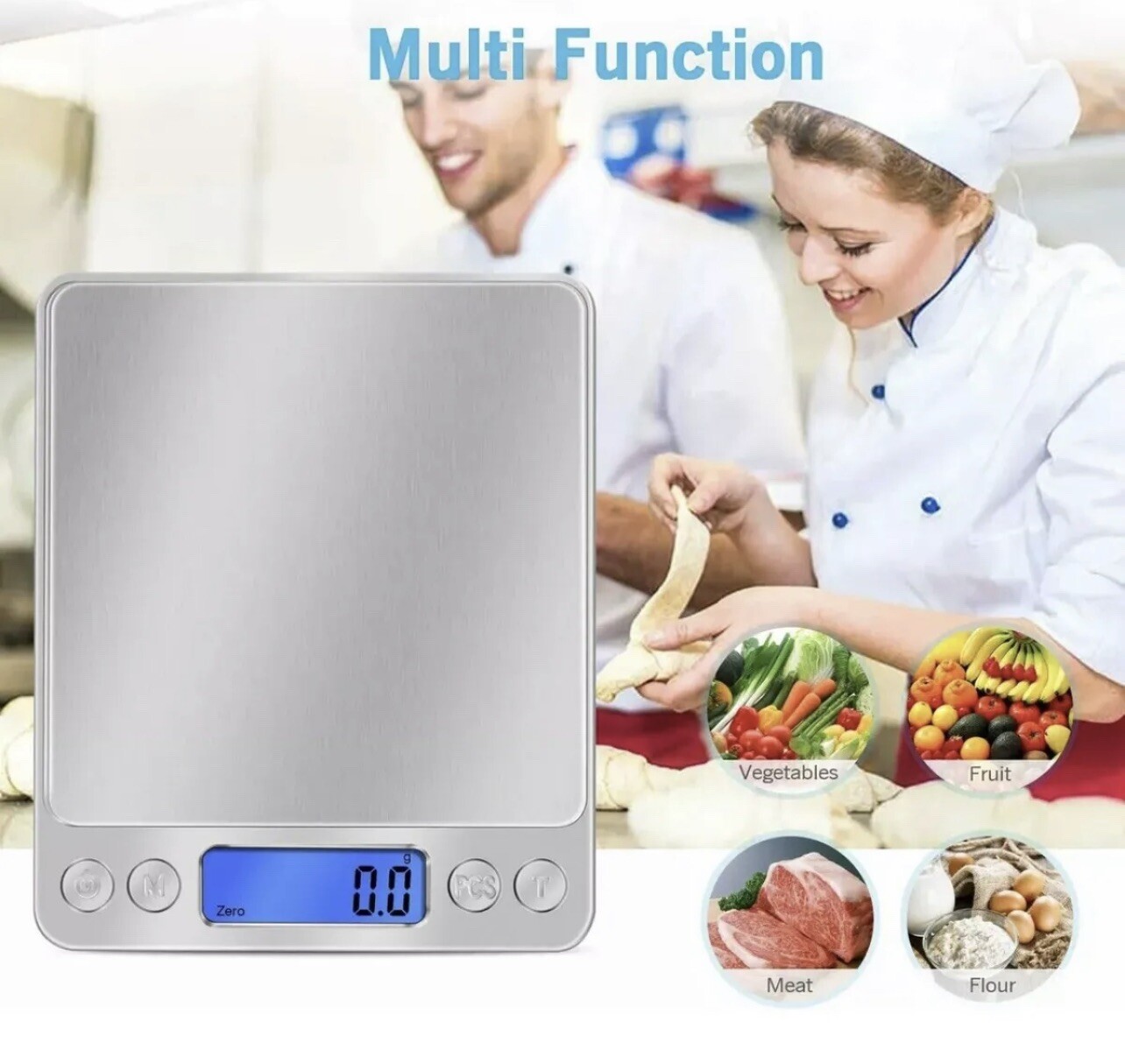 Digital Kitchen Food Scale Weight Balance in Pounds, Grams, Ounces,& KG