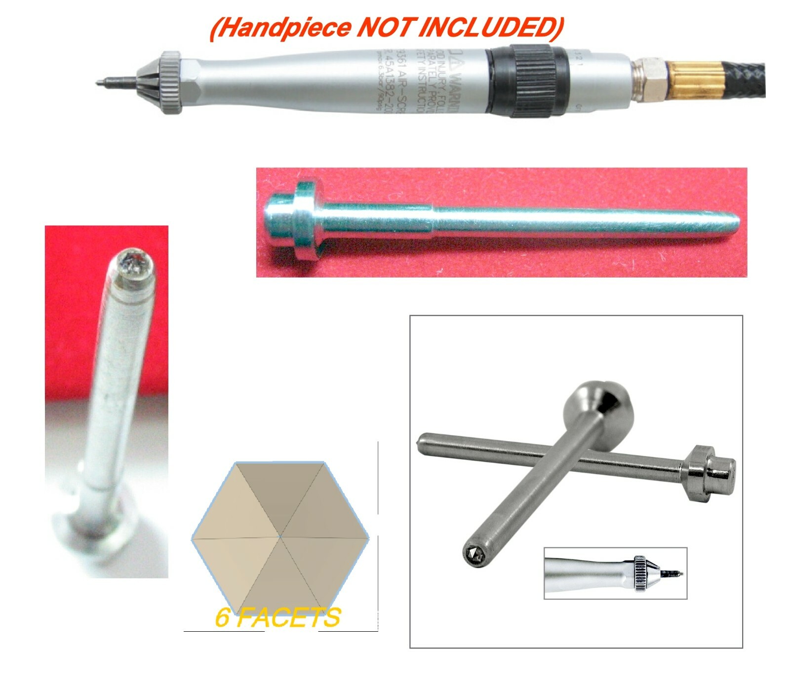 Diamond Air Hammer Lazer point Pneumatic air scribe tool Stylus 6 Facet