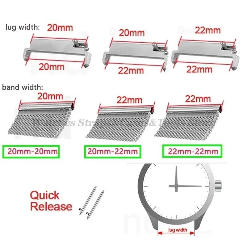 2pcs Strap Adapters Quick Release Pins Connectors Watch Band Spring Bars Access