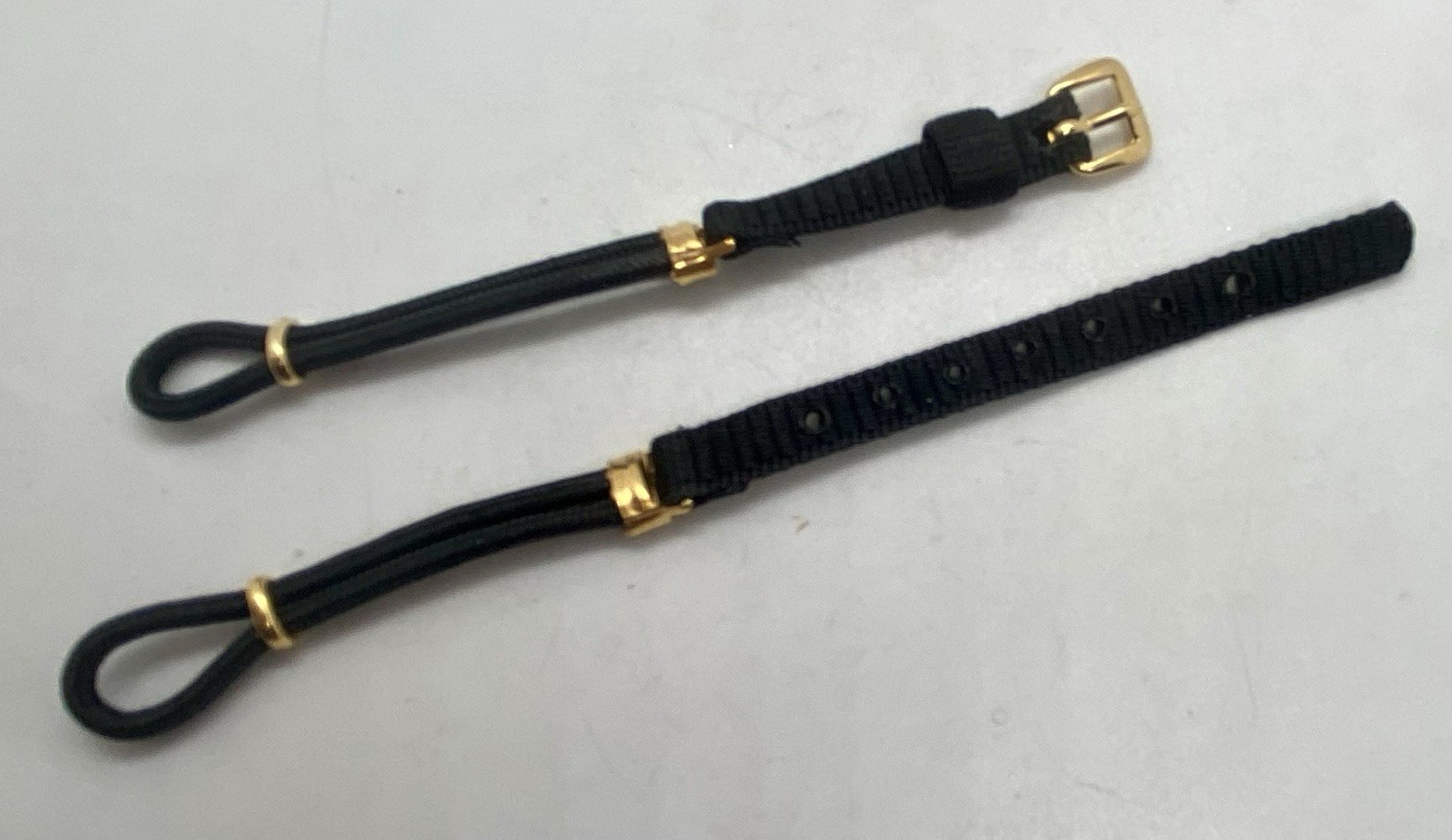 NEW VTG LADIES Watchband Black Nylon Loop End W/Gold Buckle Totally Adjustable