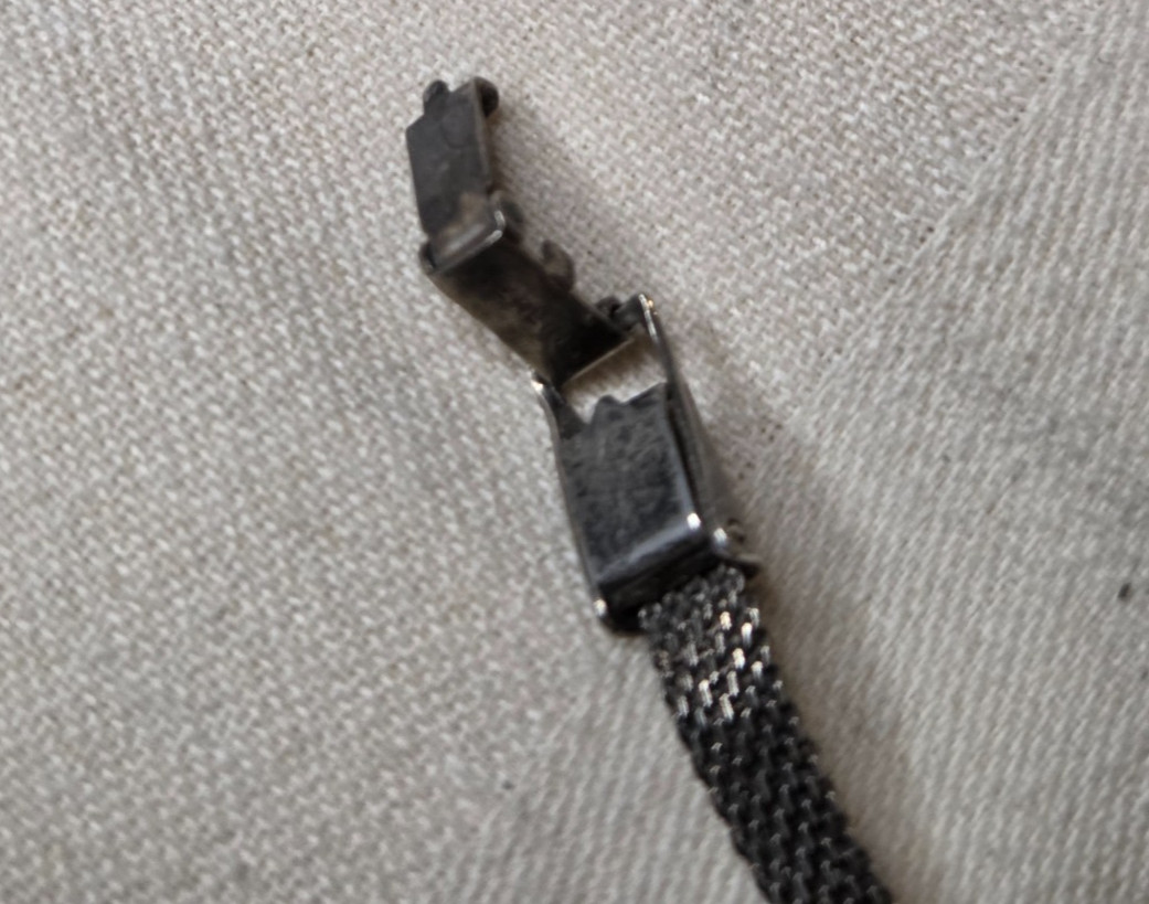 Vintage Bracelet Silver Sterling Identity 7 1/2” ID Pendant 8.2g Mesh Strap