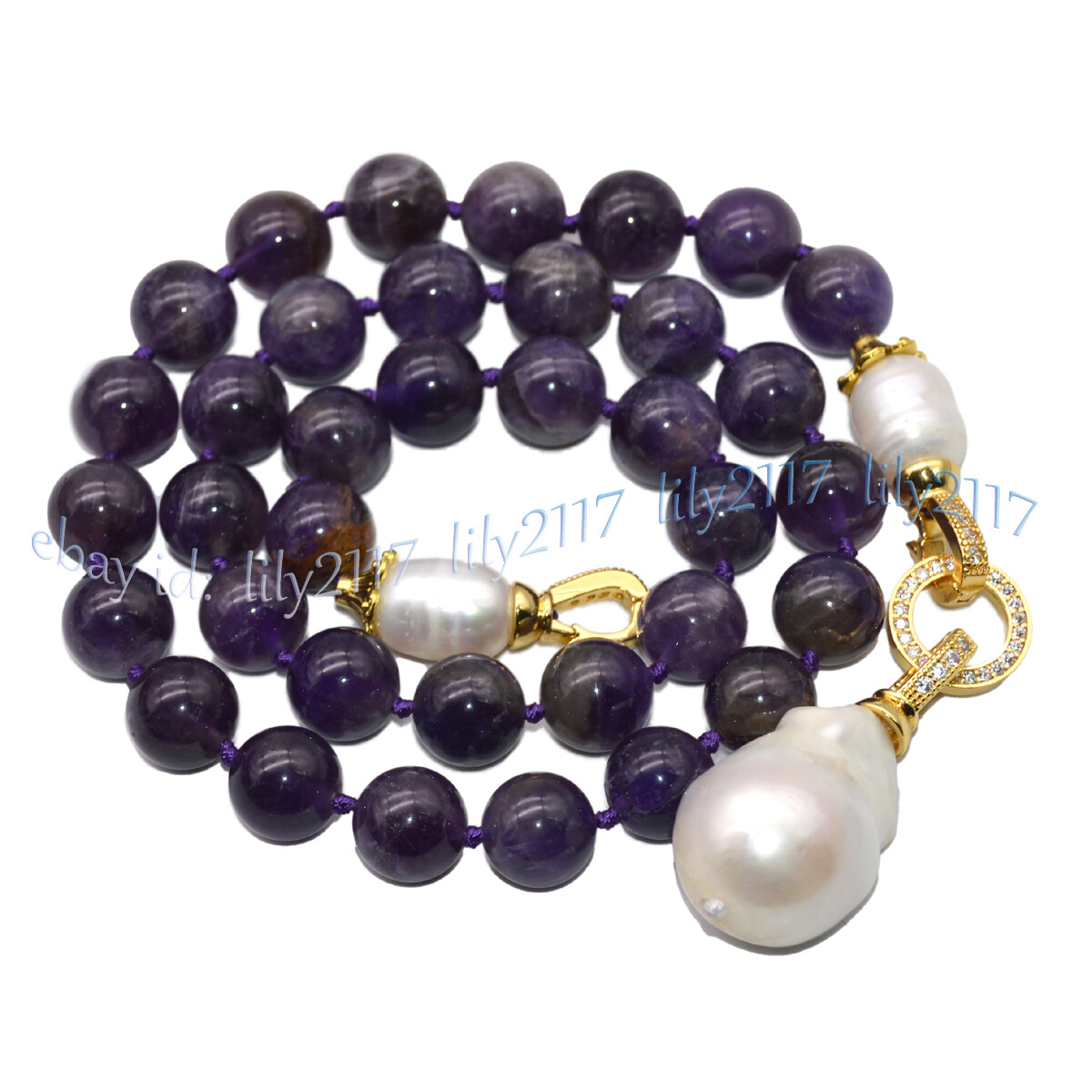 Natural Purple Amethyst Beads White Keshi Baroque Pearl Pendant Necklace 14-32”
