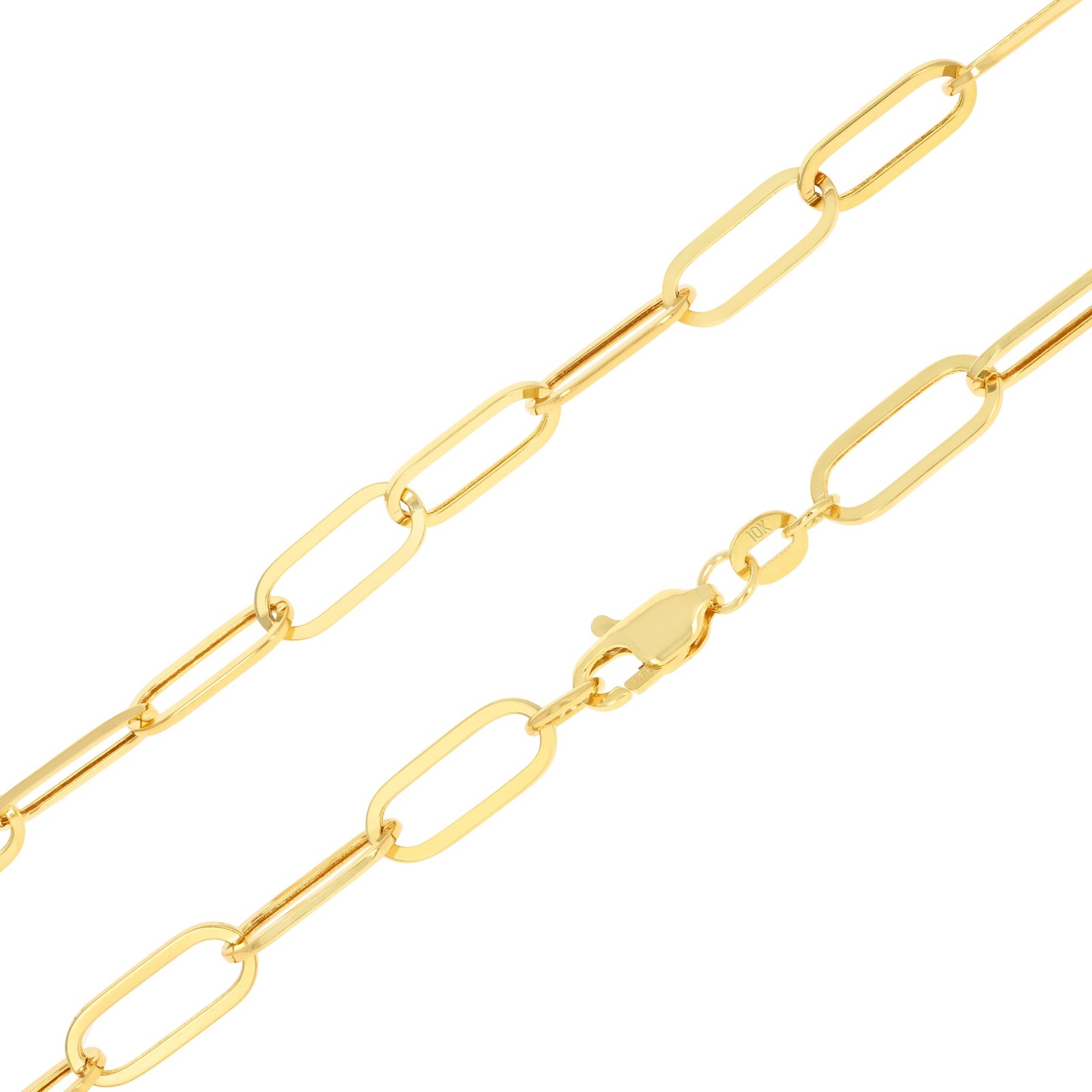 10k Yellow Gold 6mm Paperclip Chain Rolo Dainty Link Cable Necklace Womens 16″