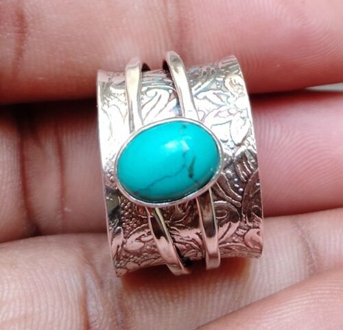 Turquoise Spinner Ring 925 Sterling Silver Handmade Spinner Silver Spinner Ring