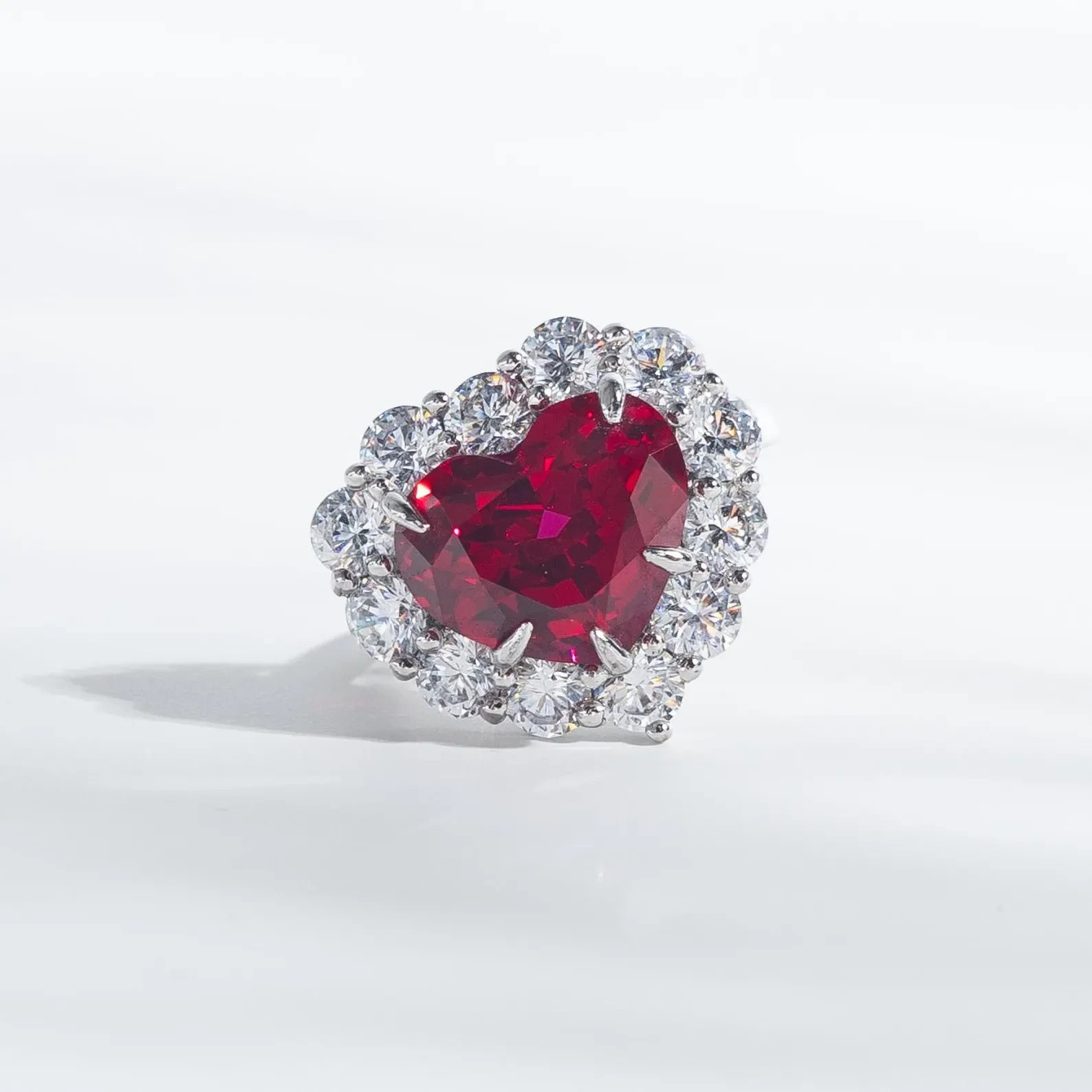 3.00 Ct Heart Cut Natural Ruby Diamond Engagement Ring 14K Solid White Gold 5