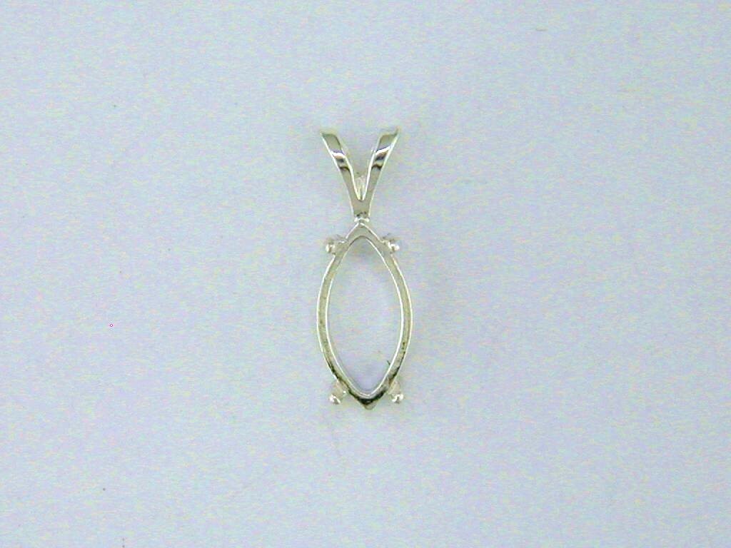 Marquise 4 Prong Cabochon Pendant Setting Sterling Silver