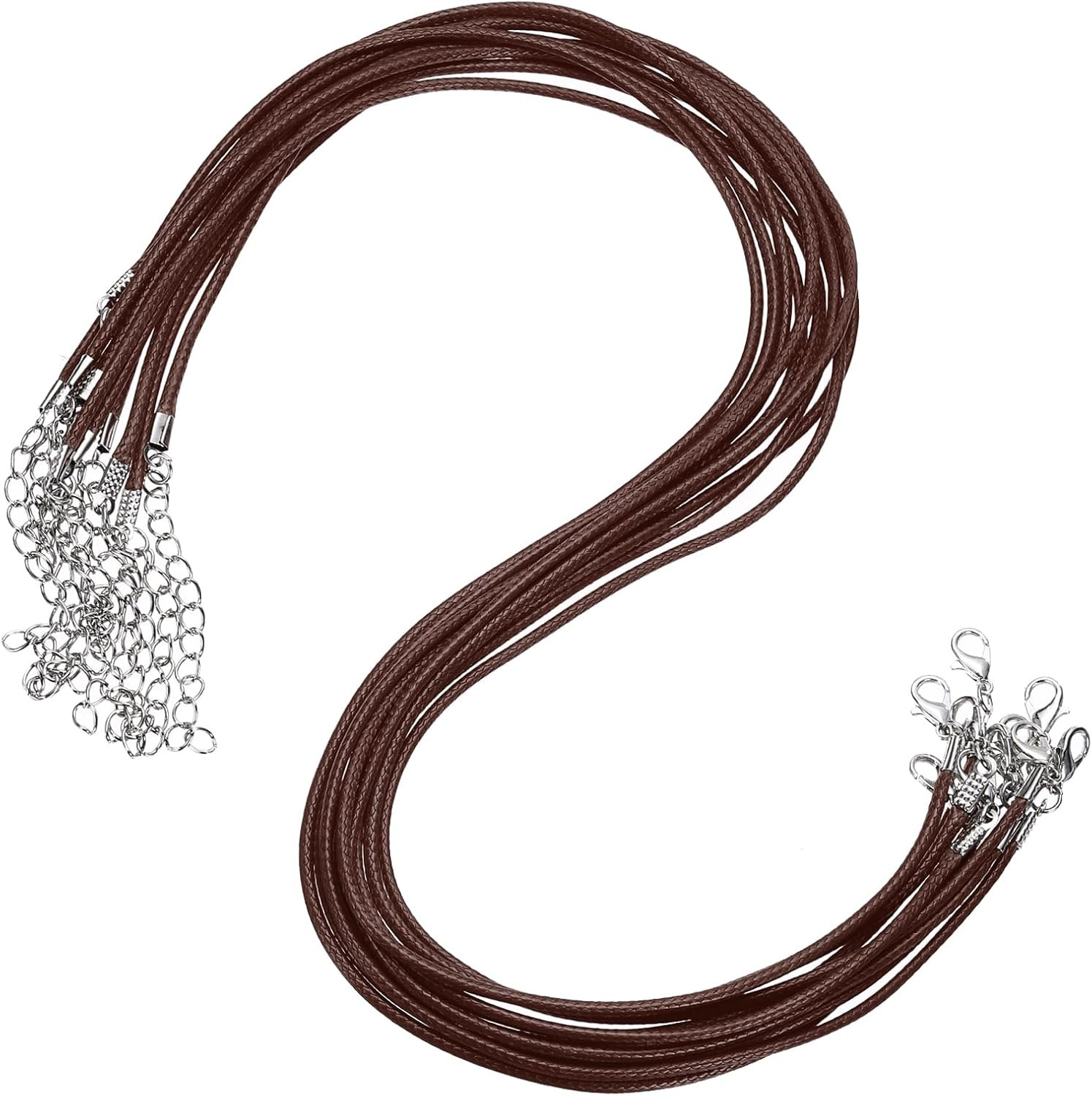 10Pcs 18 Inch Waxed Necklace Cord, Bulk Necklace String with Clasp