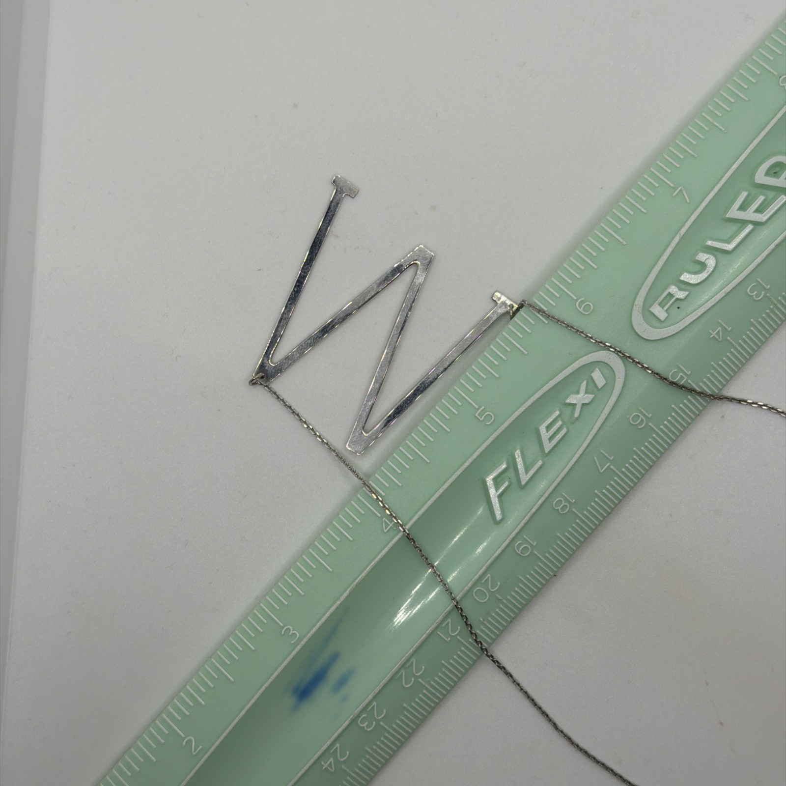 925 Silver “M” Or “W” Sideways Necklace 16” Chain +2” Extender