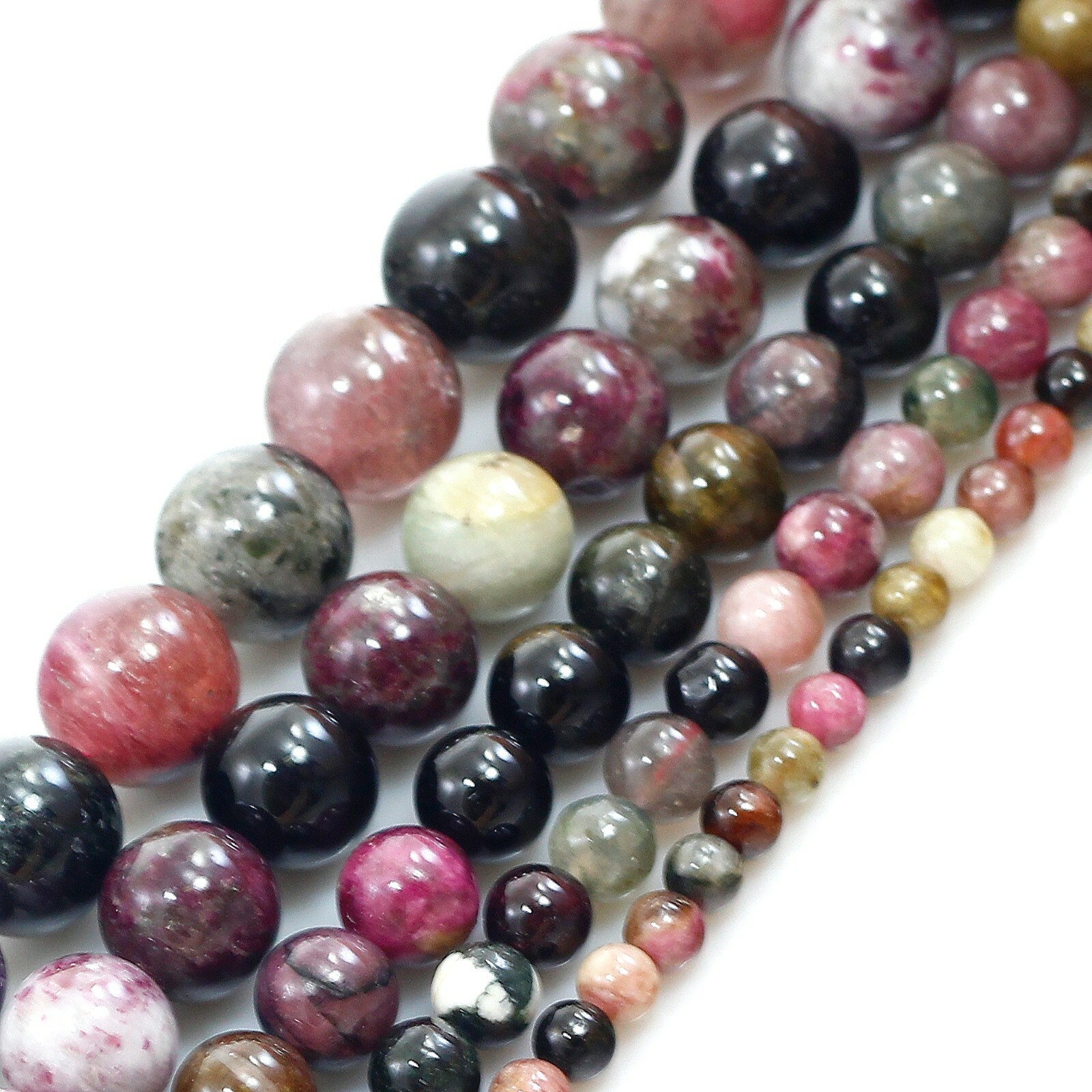 High Quality Natural Multi-Color Tourmaline Round Beads 15″ 4 5 6 7 8 9 10 12mm