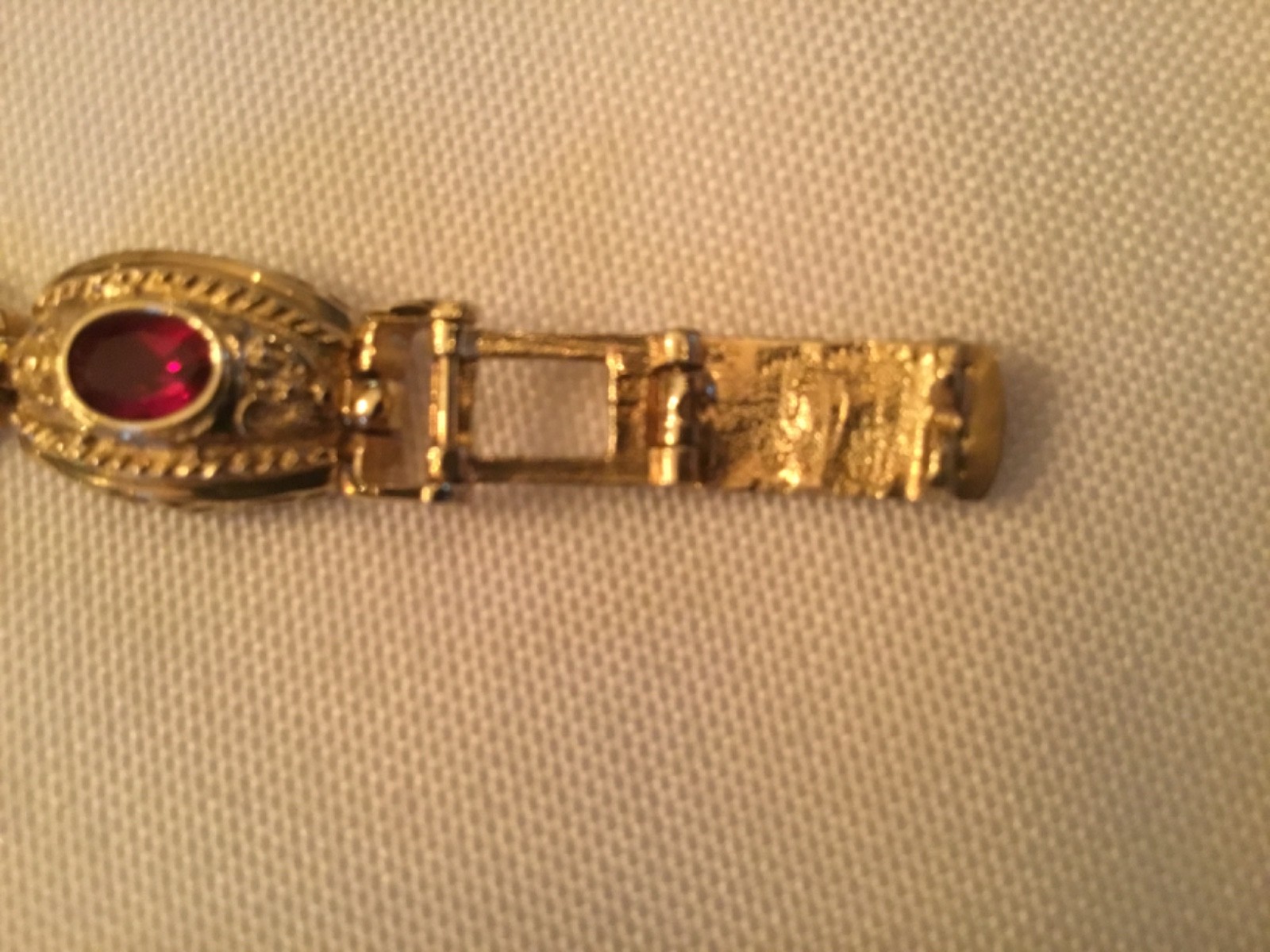 10KT Synthetic Ruby Bracelet -18.52 Grams- Adjustable Clasp- Wear or Scrap