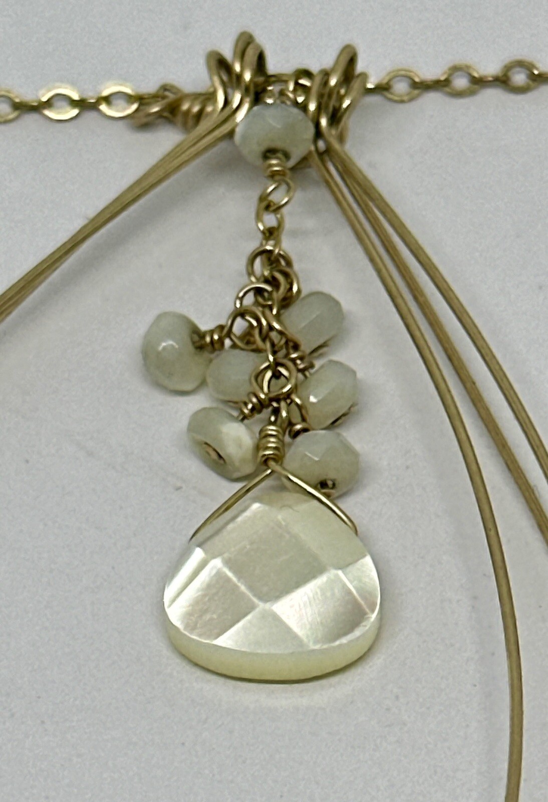 Gara Danielle 14K Gold Filled White Stone Wire Pendant 17″ Necklace