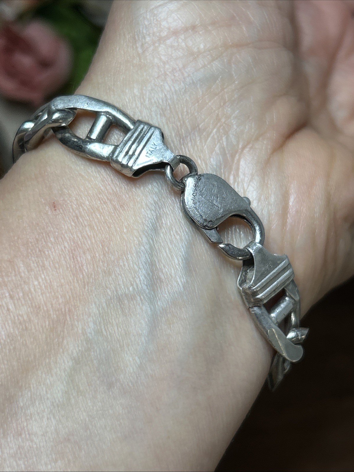 41. Vintage Sterling 925 Mariner Link Chain Bracelet 8 1/2″. 36.3g. Italy Unx