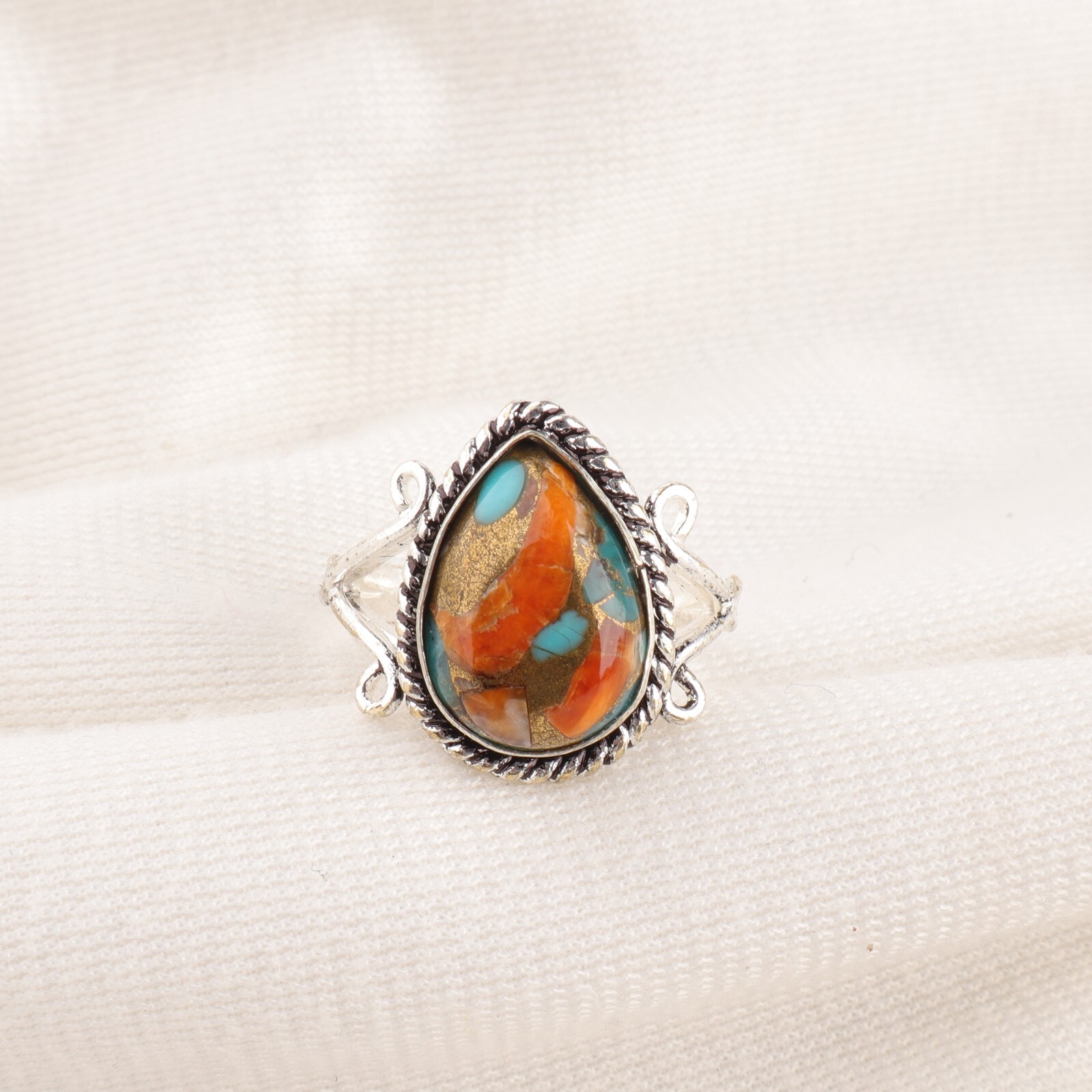 Spiny Oyster Gemstone 925 Sterling Silver Ring Handmade Jewelry All Size Women