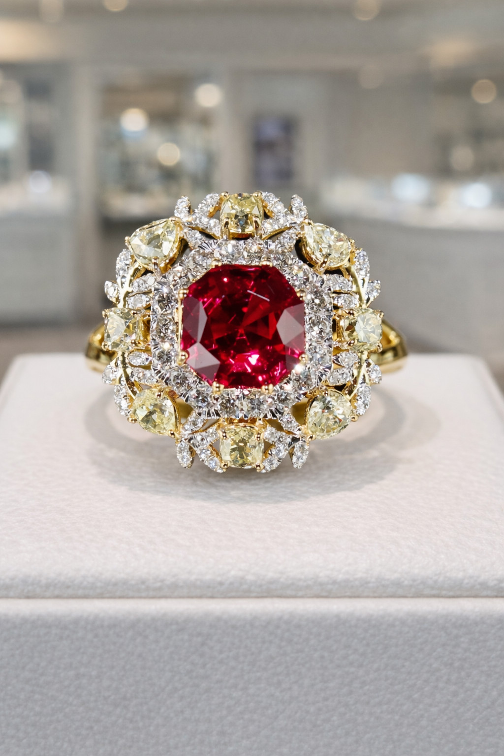 IGL Certified 4.50 Ct Natural Ruby & Diamond Wedding Gift Ring 14K Yellow Gold 7