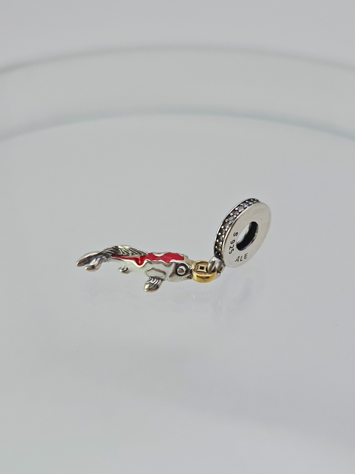 Authentic Pandora Silver Good Fortune Carp Dangle Silver fish Cz Charm