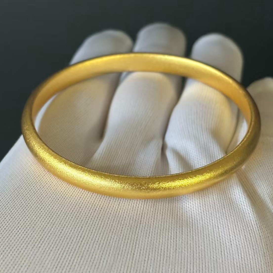 Golden Gold Tone Smooth Band Bangle Bracelet, 7.4-7.9 inch