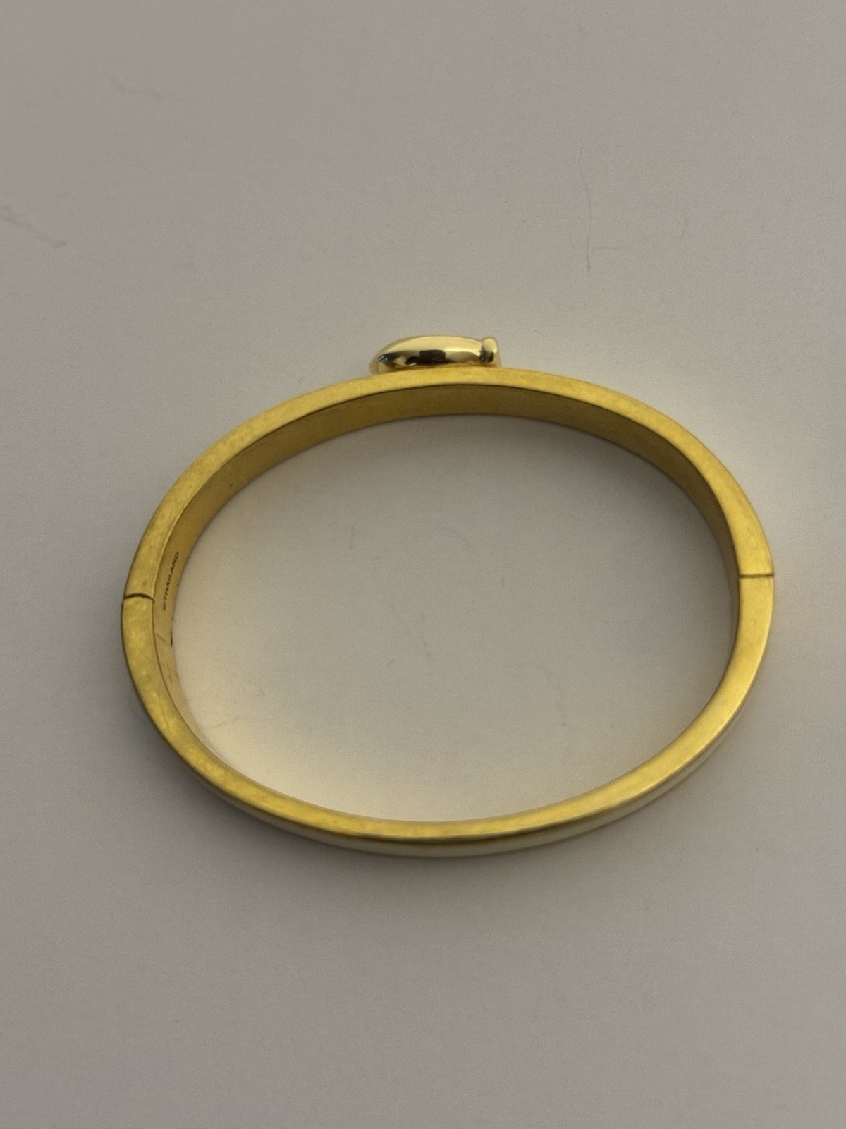 Coach Gold Tone White Enamel Oval Bangle Bracelet Signed No Stone