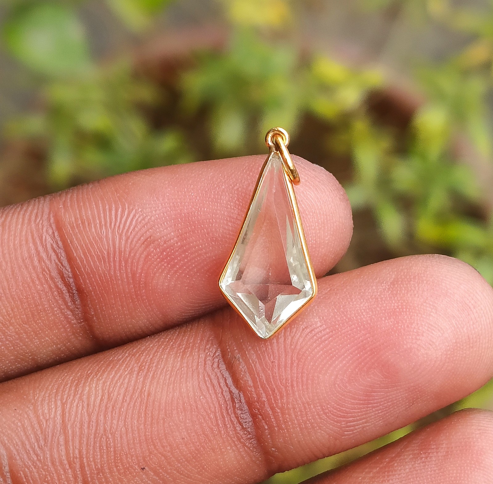 Natural Green Amethyst Gold Charm Pendant – 18k Solid Gold Handmade Jewelry