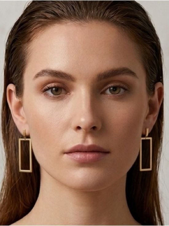 Geometric Grace Gold Rectangular Drop Earrings