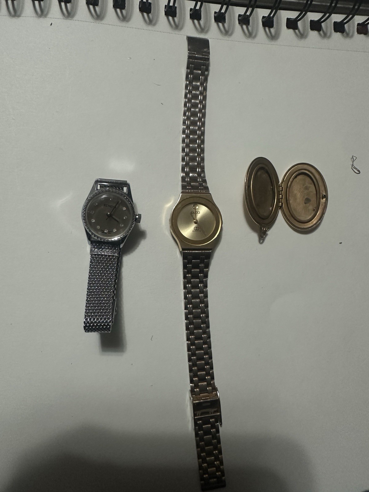 Vintage Gucci Watch (Untested), Geneva Watch & Locket – 3-Pc Lot
