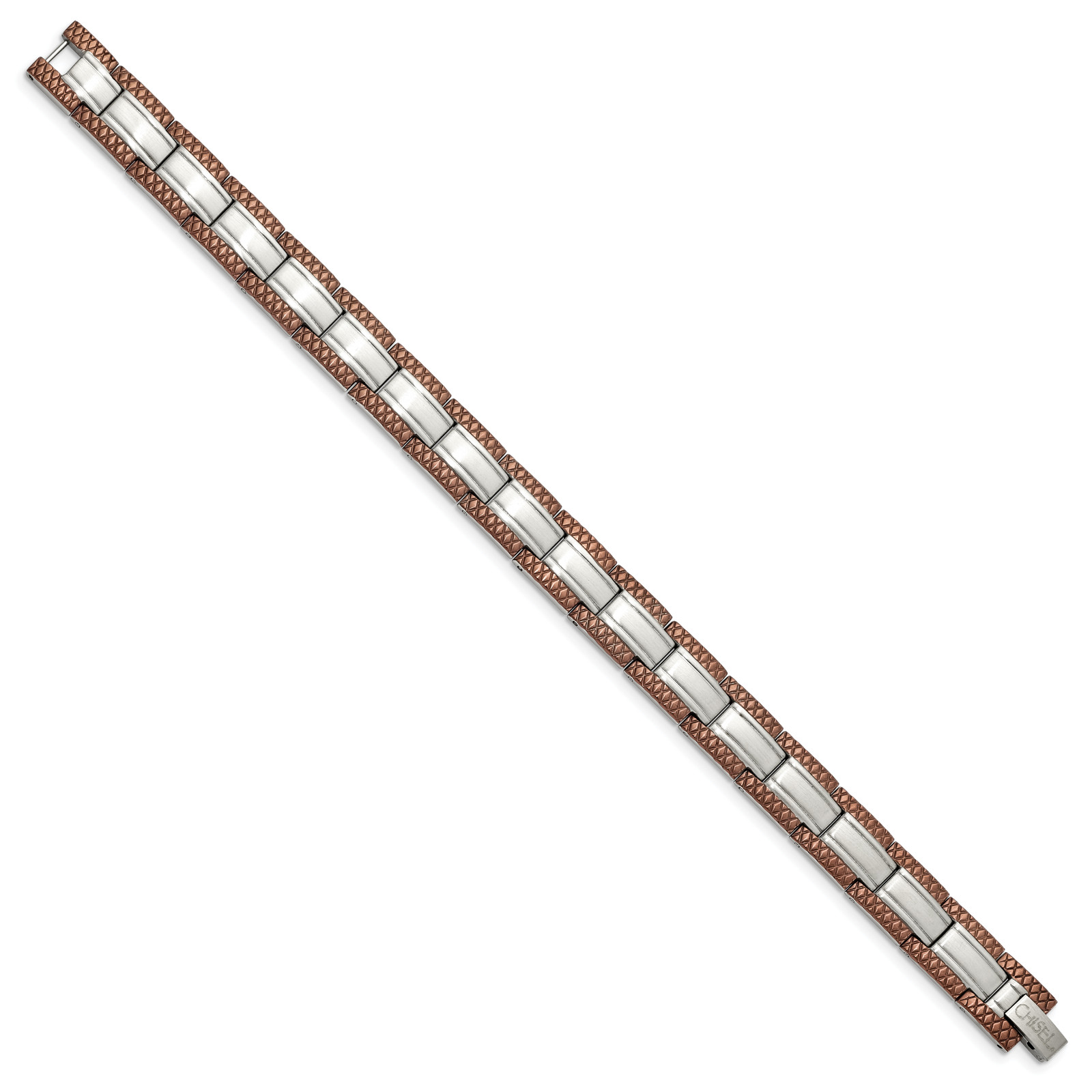 Chisel Stainless Steel Brushed with Textured Brown IP-plated Edges 8.75 inch Lin