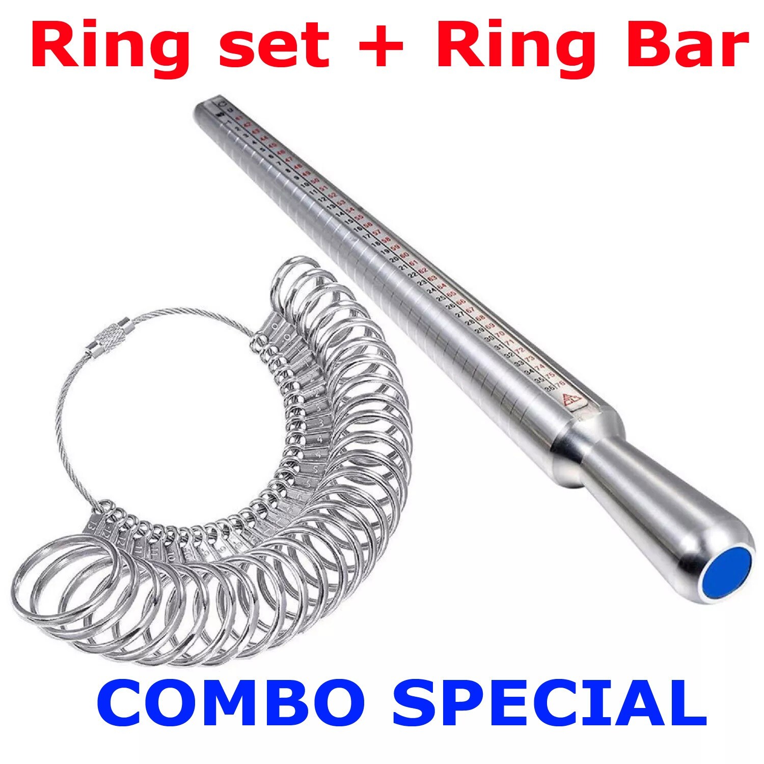 Metal Ring Sizer Gauge Mandrel Finger Sizing Measure Stick Standard Tool Sliver