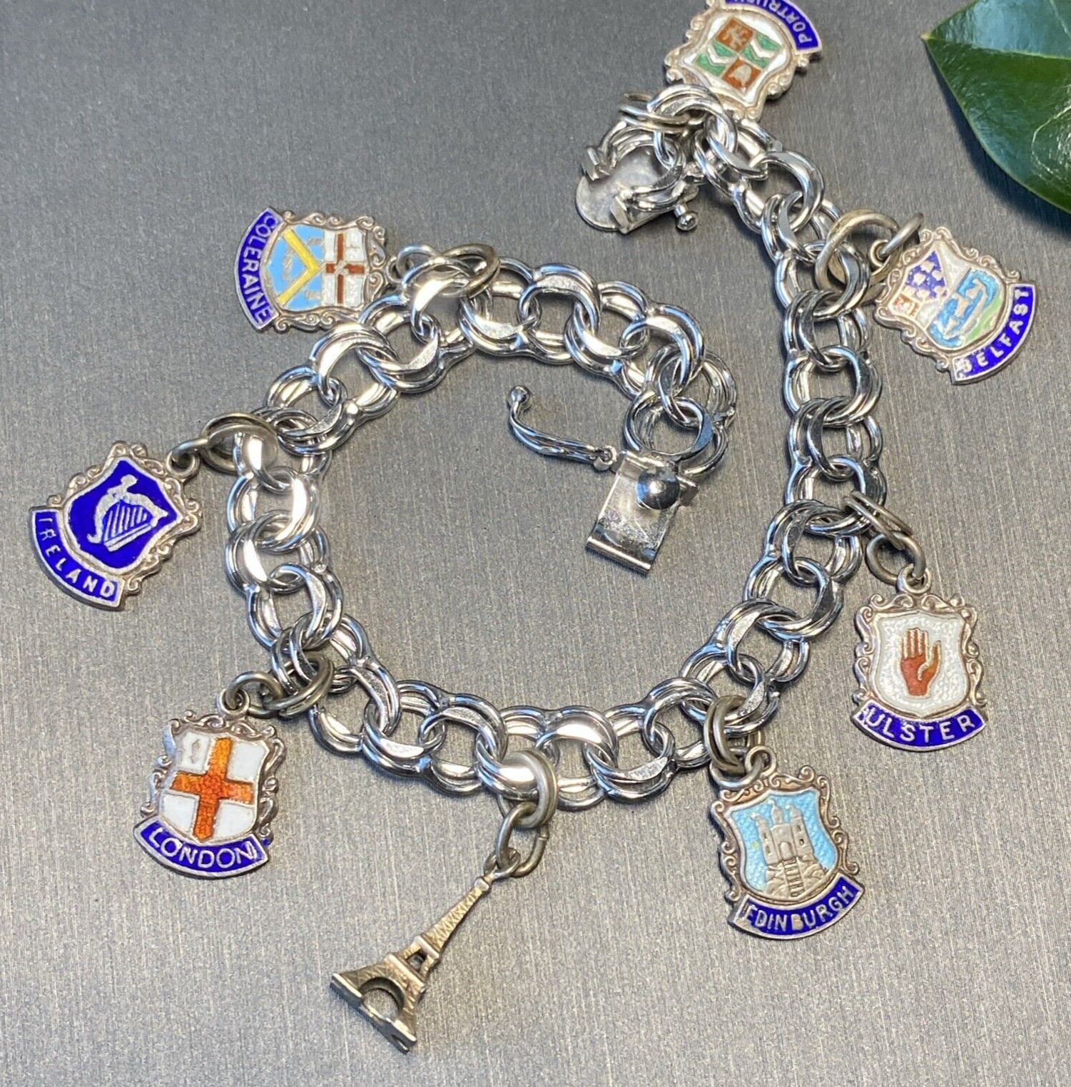 Vintage Charm Bracelet Estate Fine Jewelry Pre-Owned Sterling Ireland France