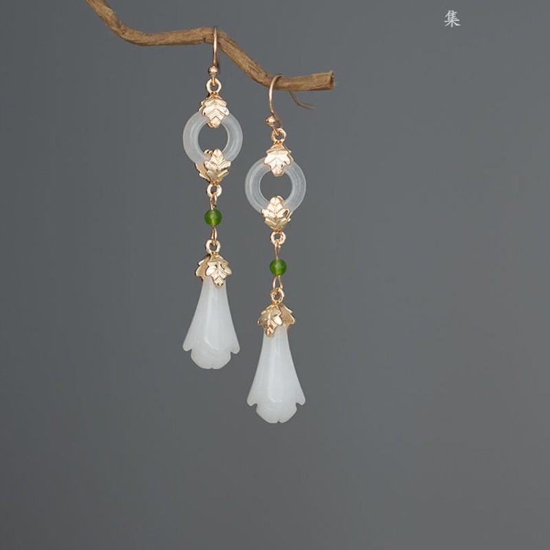 Magnolia Flower Earrings, Traditional Hanfu Qipao Chinese Style Jewelry