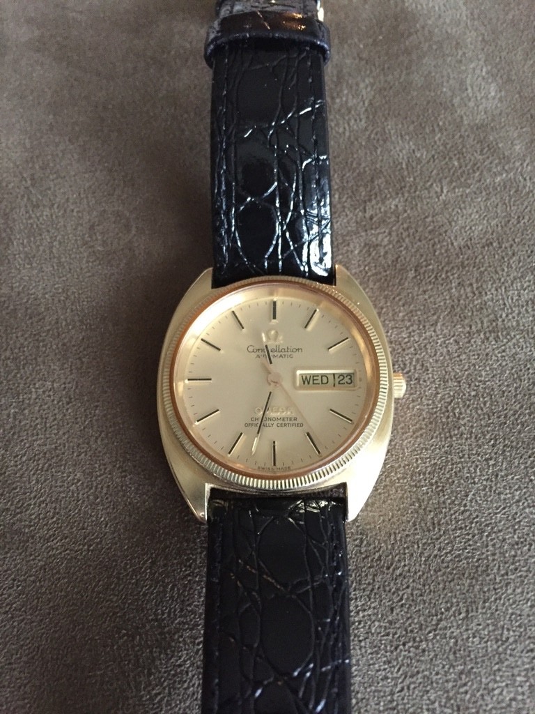Omega Constellation Day/Date Gold Dial Vintage Watch