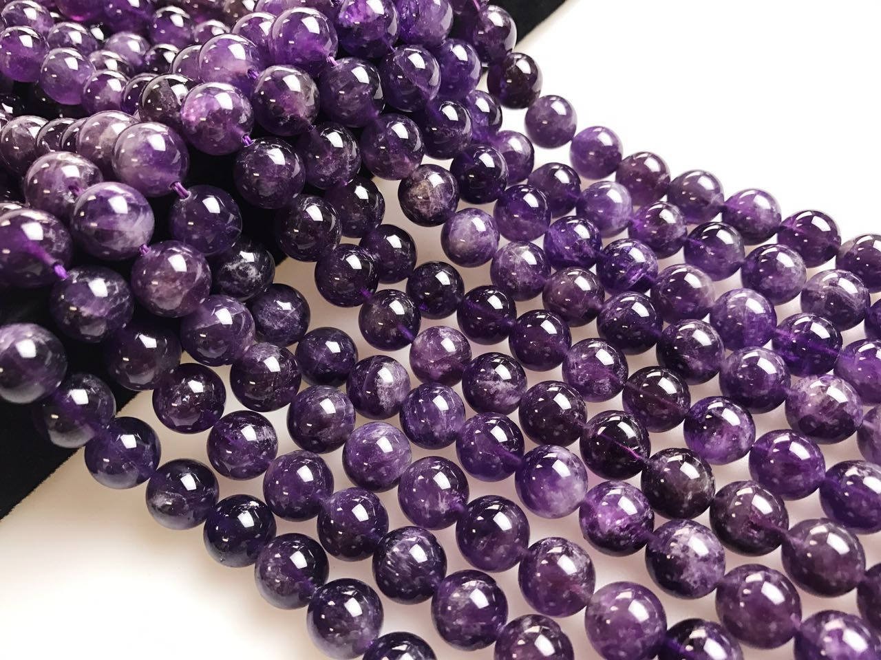 Natural Amethyst Smooth Round Beads Size 4mm 6mm 8mm 10mm 12mm 15.5″ Strand