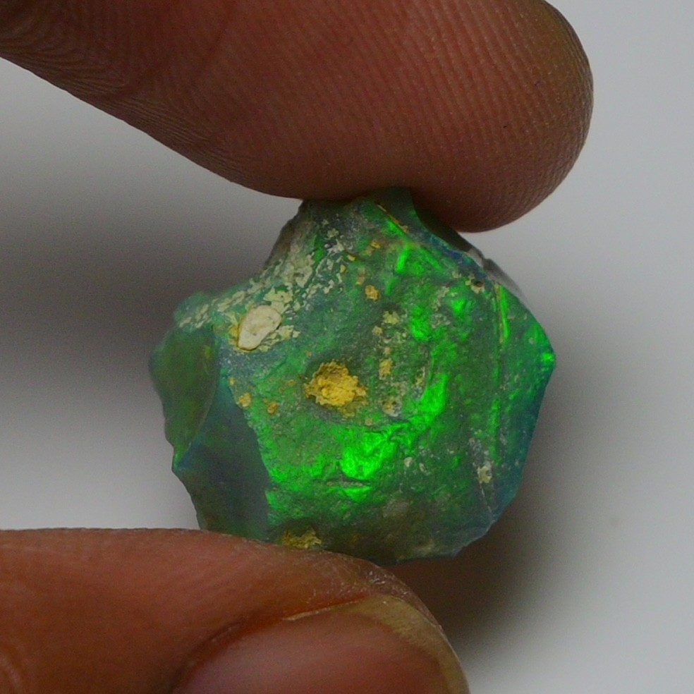 6.7 ct Natural Black Opal Rough Ethiopian, Fire Opal Gemstone, 15x12MM Welo Opal