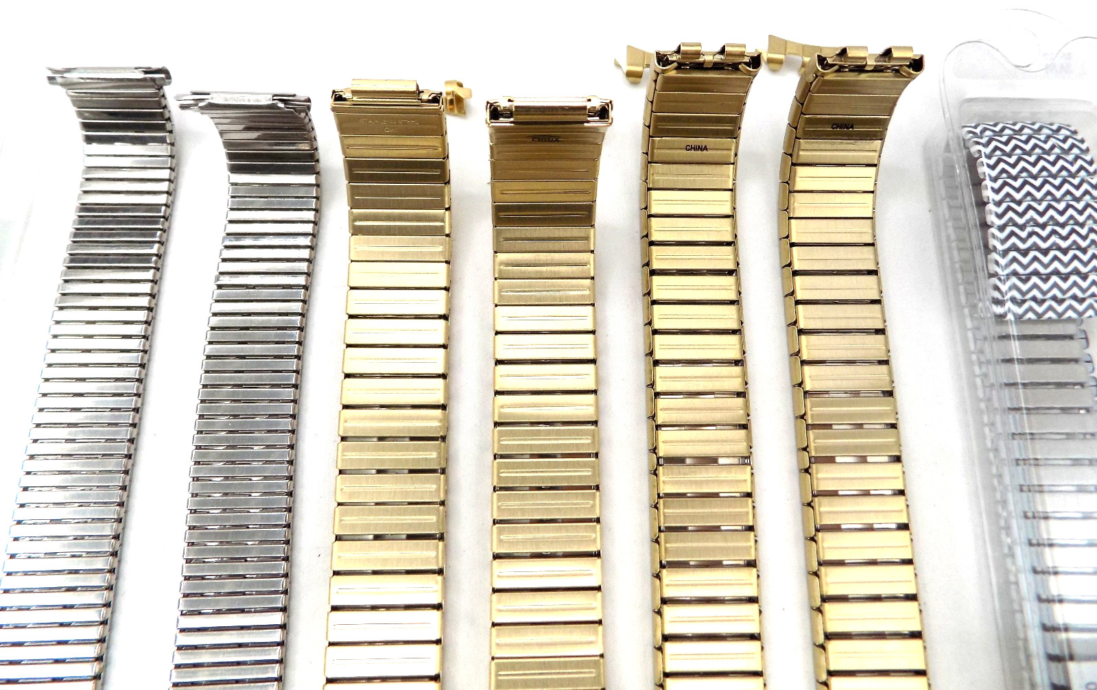 Lot 10 New Mens Stretch Watch Bands Stainless Steel Timex Gold Tone Parts Repair