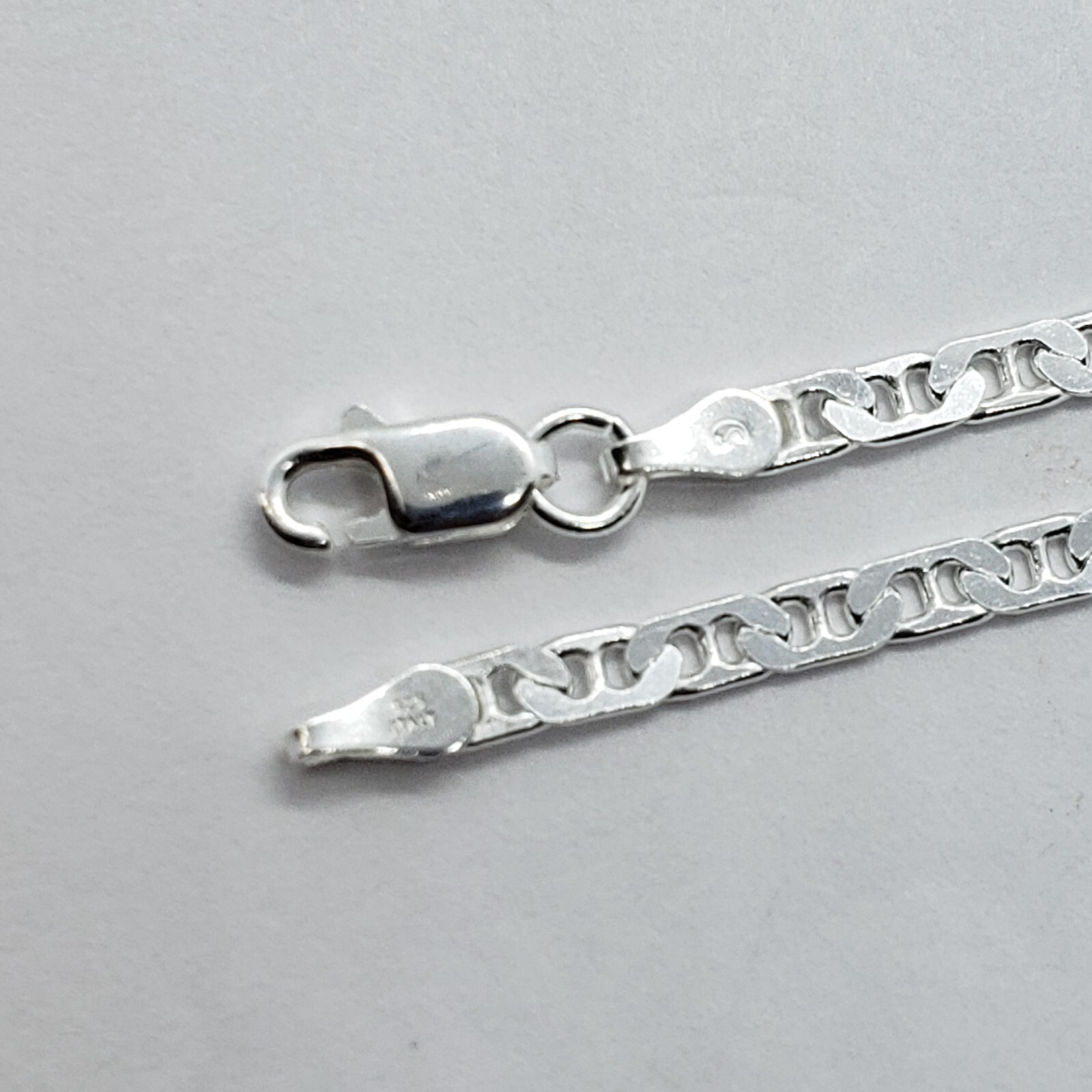 925 Sterling Silver Italy Flat Mariner Link Chain Necklace Bracelet 3mm 7″ ~ 30″
