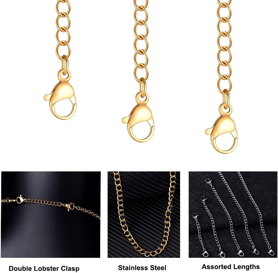 Necklace Extender 5/10Pcs Chain Extenders for Necklaces Bracelet, Gold & Silver
