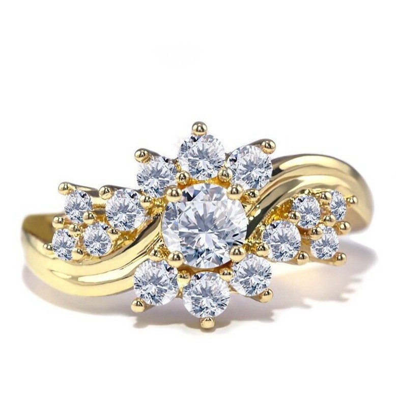 Stunning 2.20Ct Round Cut Simulated Diamond Wedding Ring 14K Yellow Gold Plated