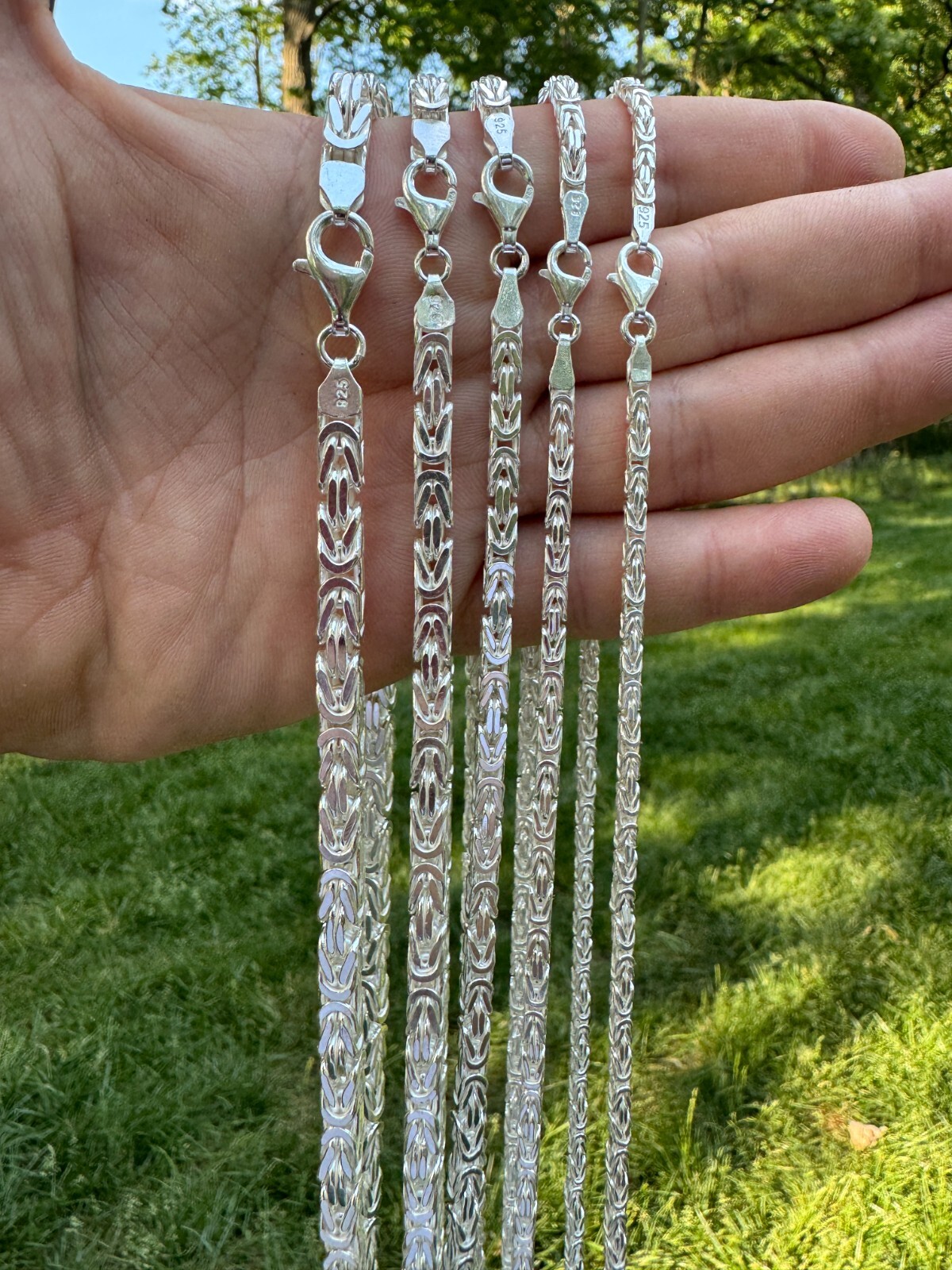 Real Solid 925 Sterling Silver Byzantine Rope Chain Mens Necklace 2.5-6mm 18-30″