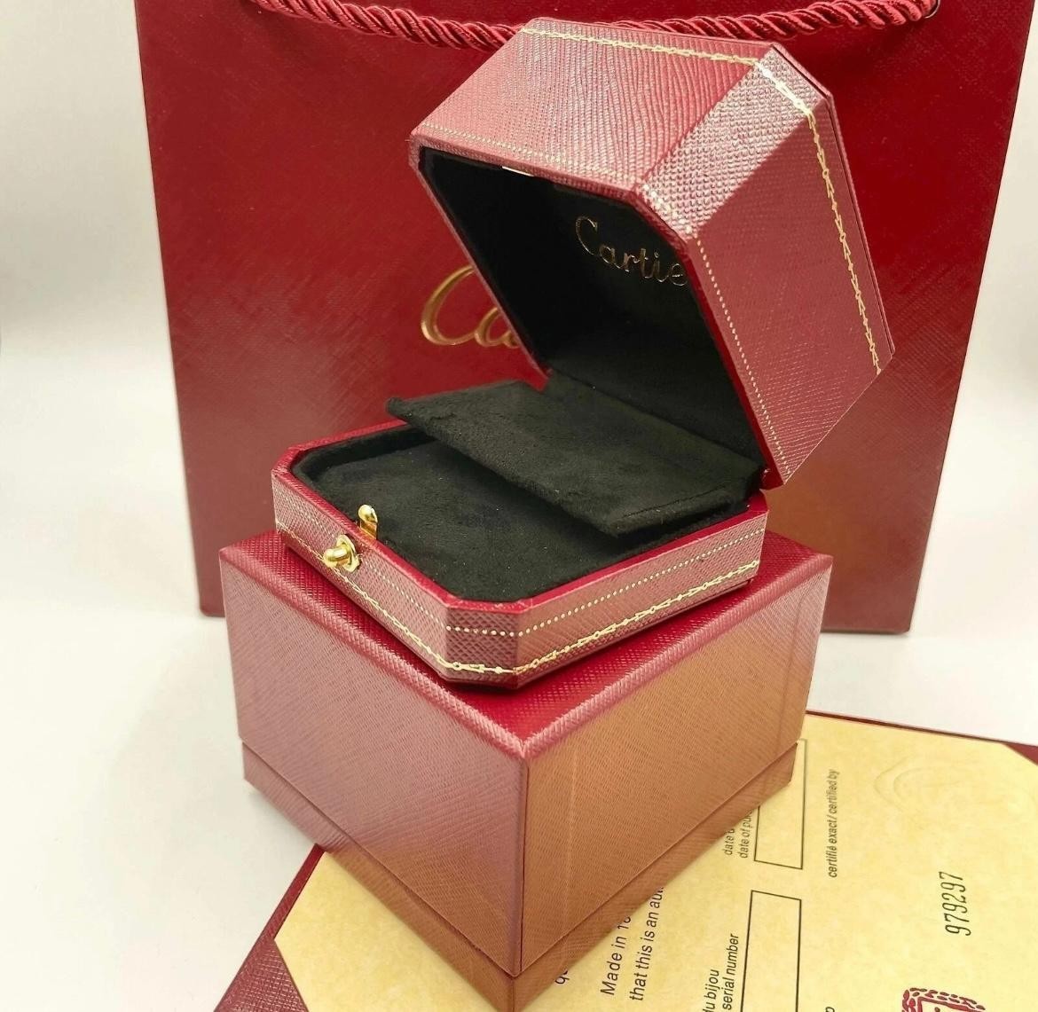 Cartier Empty Ring Box Jewelry Case Gift Bag Inner Box & Certificate Set