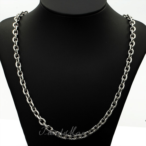 6mm Mens Chain Silver Tone Stainless Steel Necklace Cable Link Jewelry 18″-26″