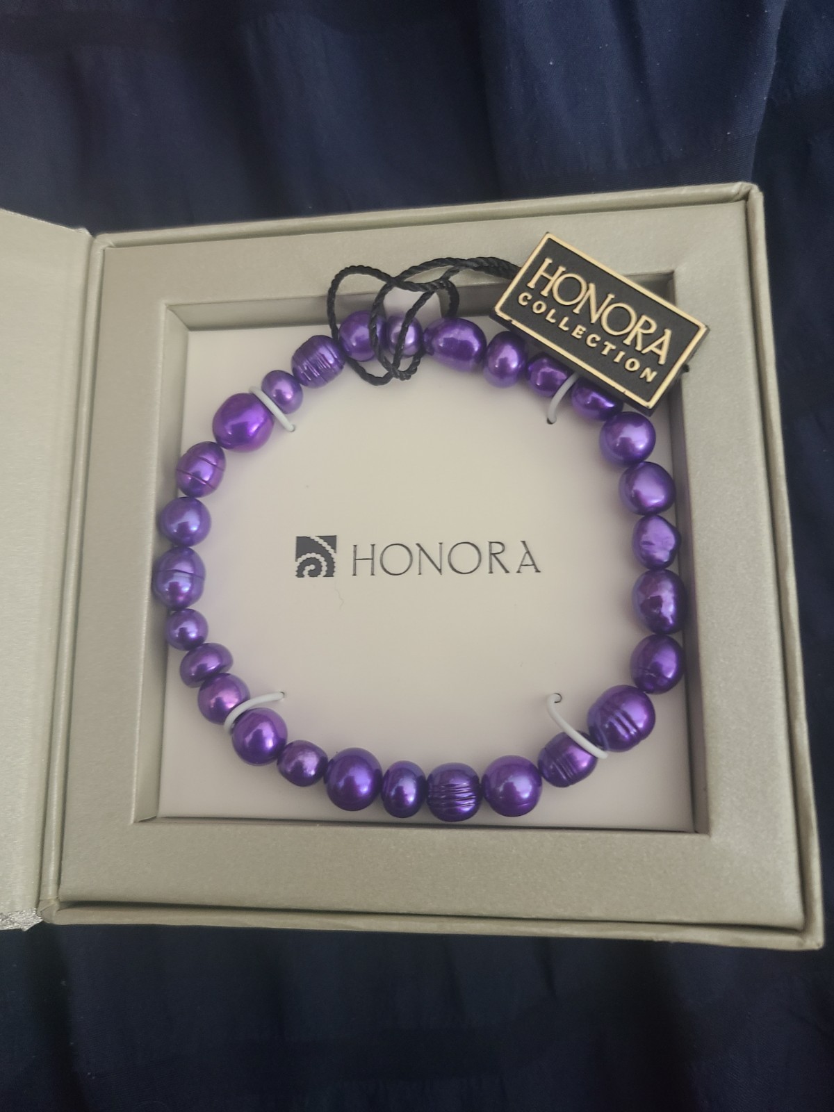 Honora Collection 5mm-9mm Purple Dyed Freshwater Pearl Stretch Bracelet NEW