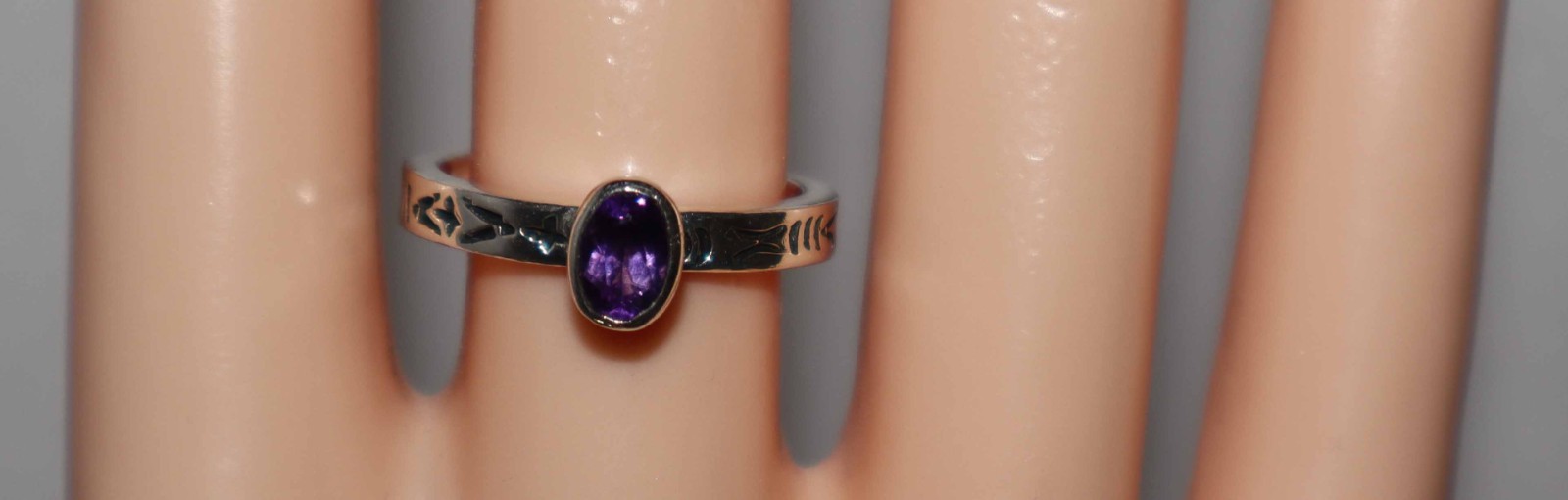Silpada Sterling Silver Amethyst Etched Band Stack Ring R0455 Size 7