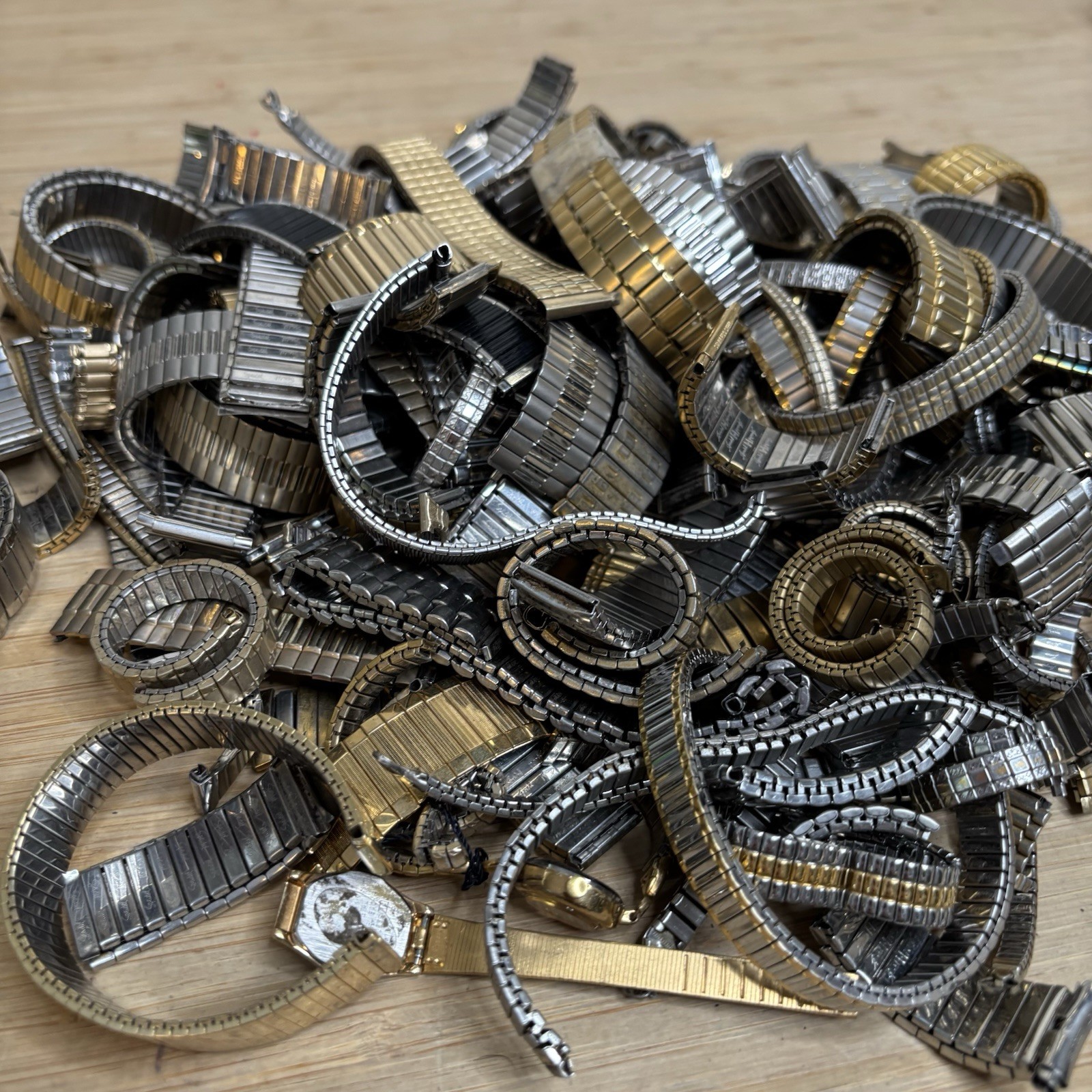5 Lbs Vintage Stainless Expansion Bracelet Band Watch Lot Junk Parts