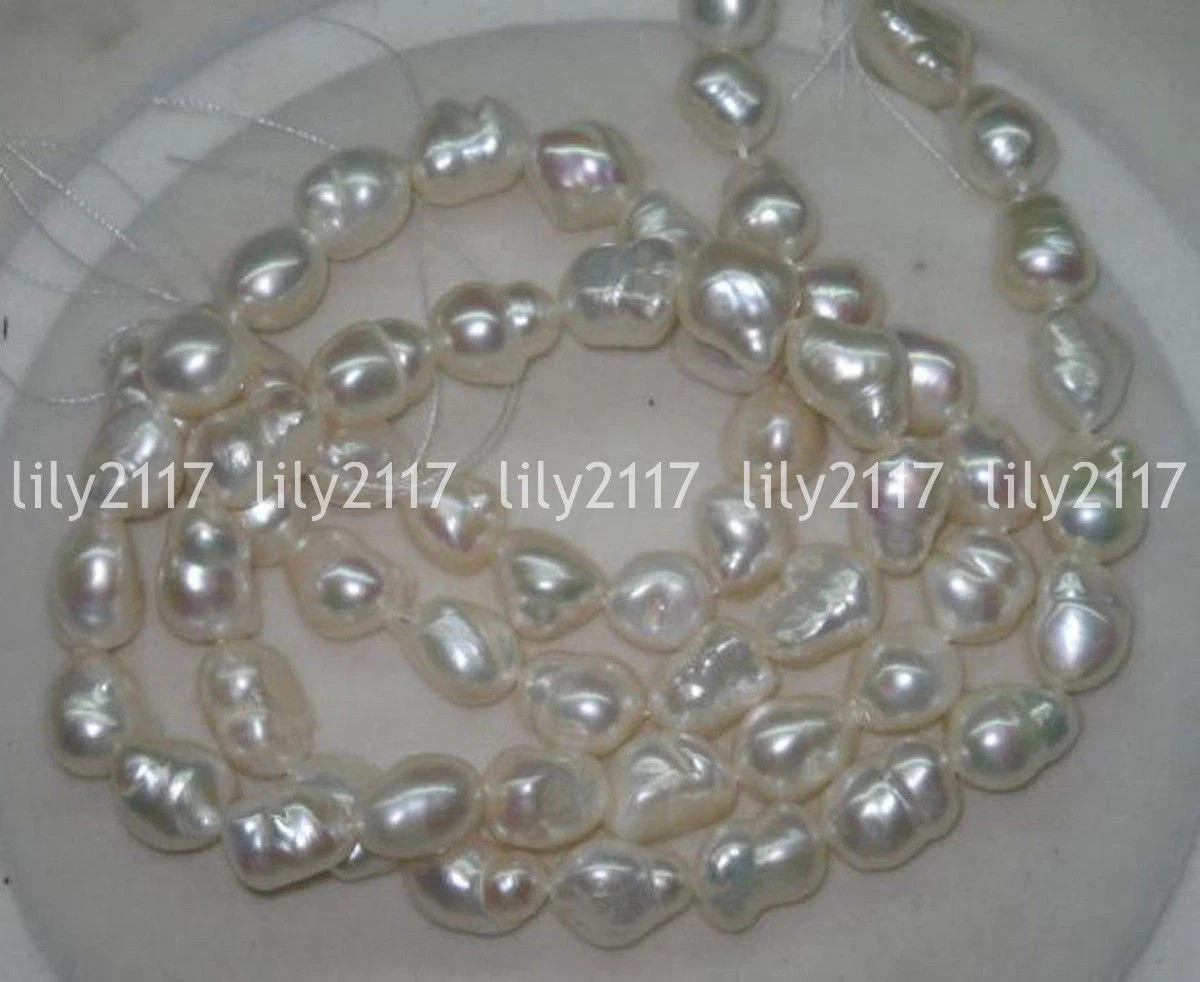 12x15mm Natural luster white baroque freshwater pearls Loose Beads 15″ Strand
