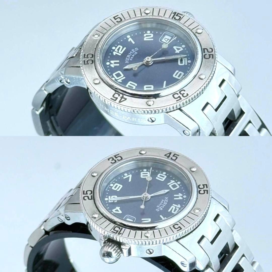 [B1P] Hermes Clipper Diver Navy Dial Mens Boys Size Quartz Wristwatch [m5n]