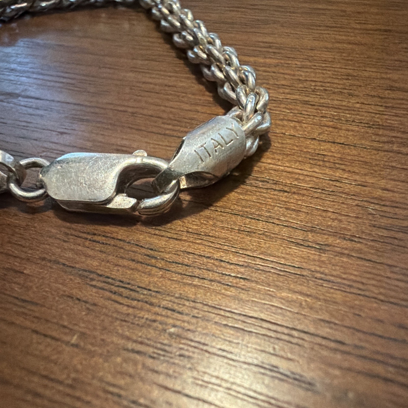 Sterling Silver Rope Chain Bracelet w/ Lobster Clasp Marked ITALY (925 etching)