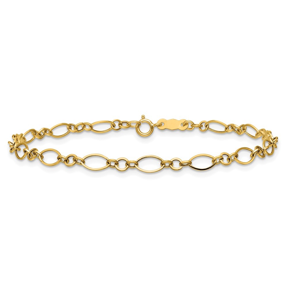 14k Yellow Gold Polished Link Bracelet 7.25″ for Women